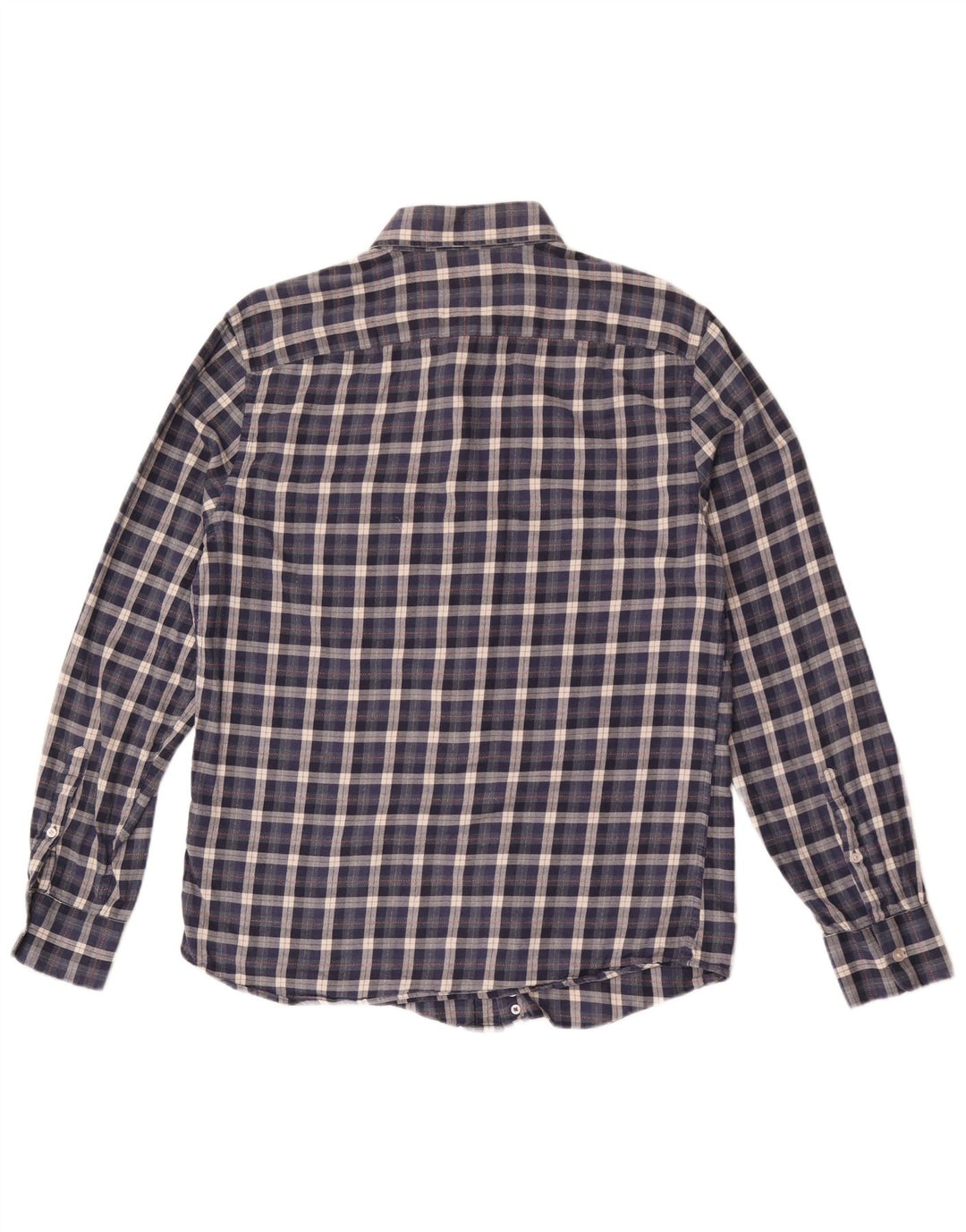 Reiss Herren-Flanellhemd mit normaler Passform, groß, marineblau, kariert, Baumwolle