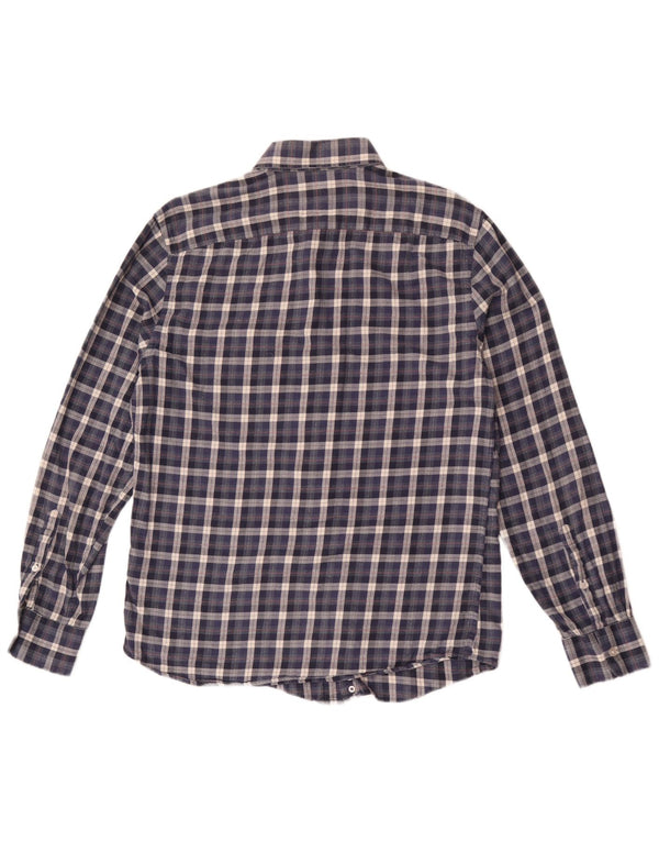 Reiss Herren-Flanellhemd mit normaler Passform, groß, marineblau, kariert, Baumwolle