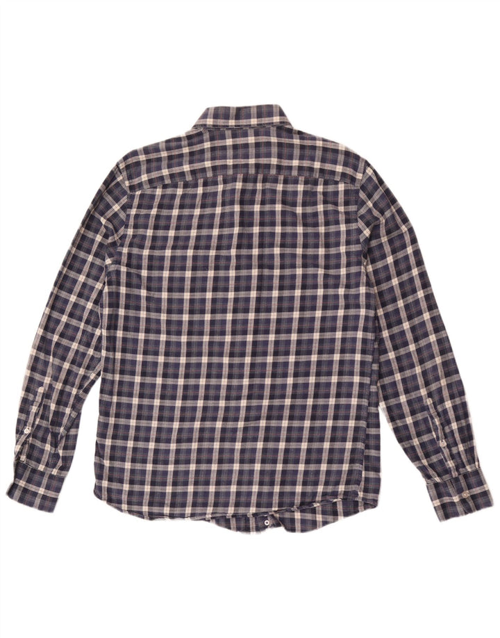 Reiss Herren-Flanellhemd mit normaler Passform, groß, marineblau, kariert, Baumwolle