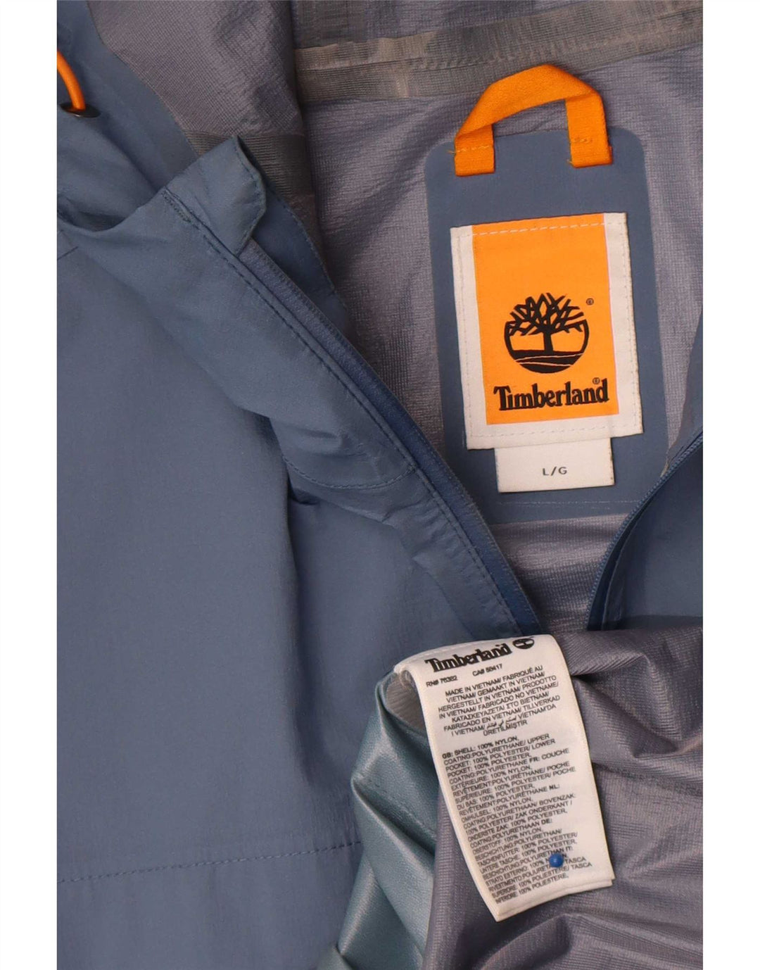 Timberland Herren-Regenjacke mit Kapuze, UK 40, großes blaues Nylon