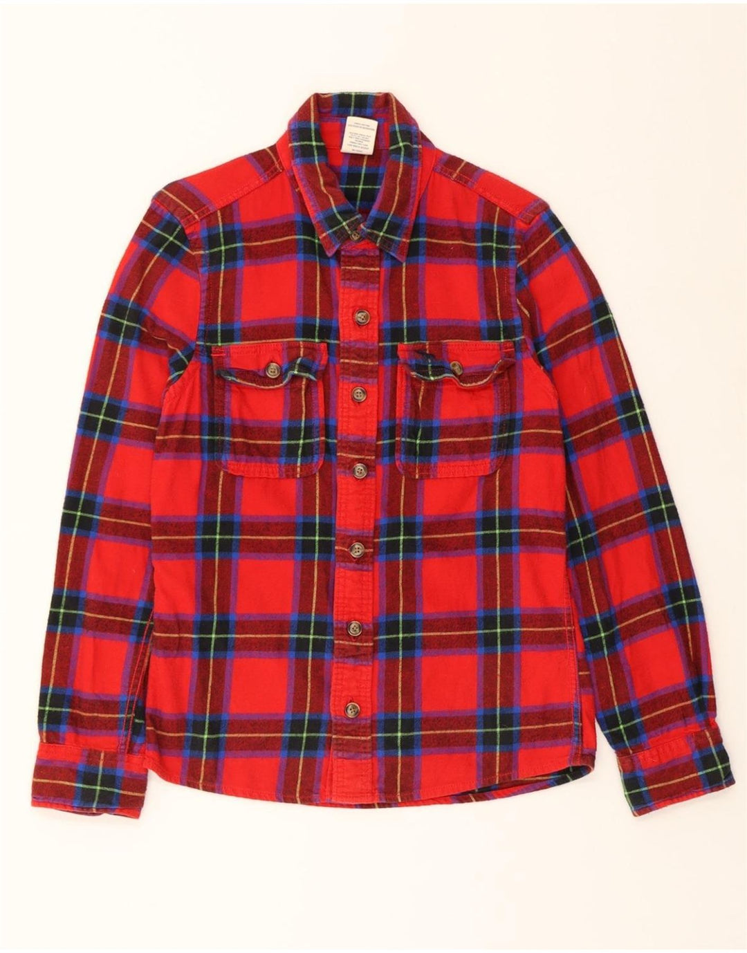 ABERCROMBIE & FITCH Mens Flannel Shirt Small Red Check Cotton Vintage Abercrombie & Fitch and Second-Hand Abercrombie & Fitch from Messina Hembry 