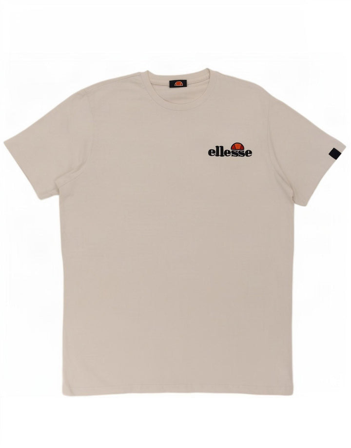 Ellesse Herren-T-Shirt mit Grafik, Größe L, aus weißer Baumwolle