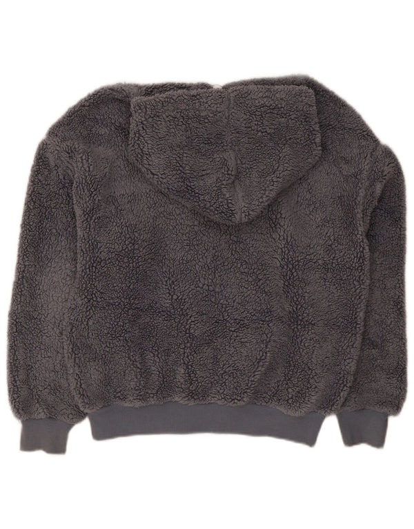Topshop Damen Kapuzen-Fleecejacke UK 8 Small Grey Polyester