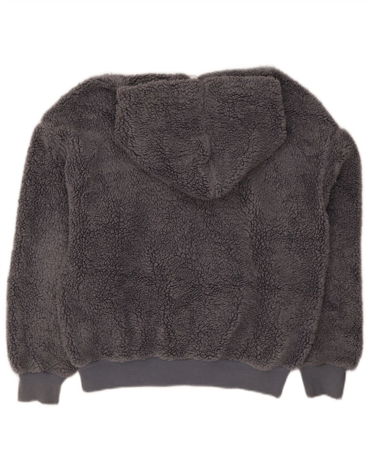 Topshop Damen Kapuzen-Fleecejacke UK 8 Small Grey Polyester