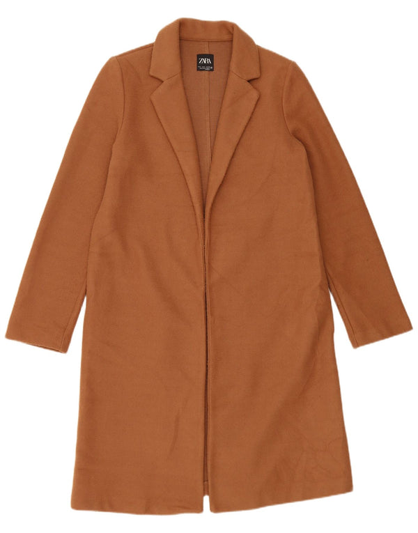 Zara Damen Mantel UK 10 Small Braun Polyester