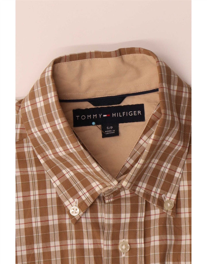 Tommy Hilfiger Herren-Kurzarmhemd, klein, braun, kariert, Baumwolle