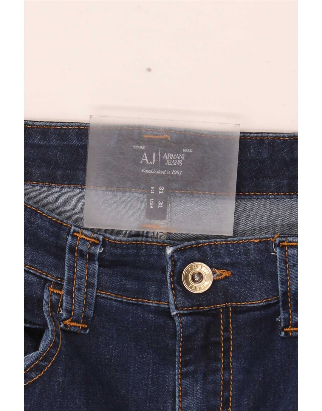 Armani Damen Straight Jeans W31 L32 Marineblaue Baumwolle