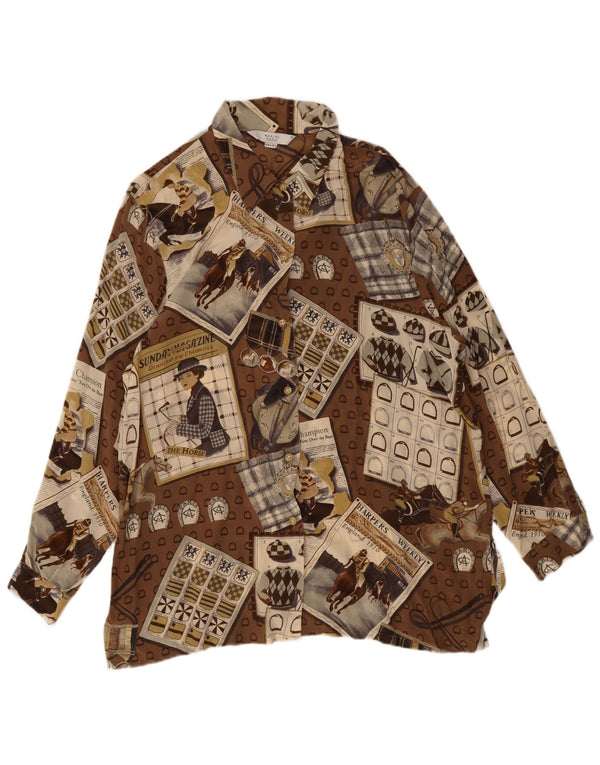 Marina Rinaldi Womens Tall Shirt Blouse Size 25 Large Brown Patchwork