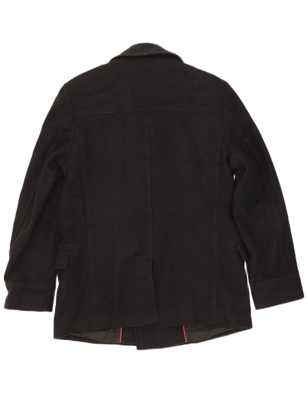 Hugo Boss Herren Pea Coat UK 44 2XL Schwarze Schurwolle
