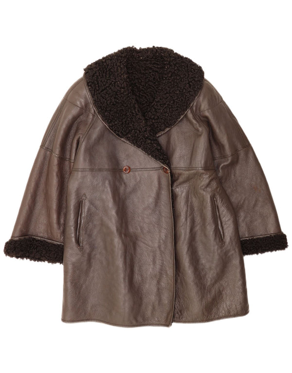 Pellicceria Womens Shearling Coat IT 42 Medium Brown