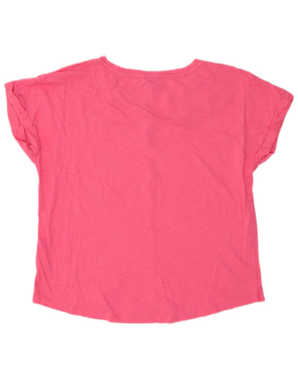 Nautica Damen T-Shirt Top UK 14 Mittelrosa gesprenkelte Baumwolle