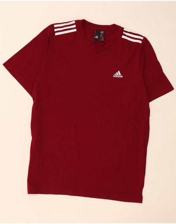 Adidas Herren T-Shirt Top Large Burgund Baumwolle