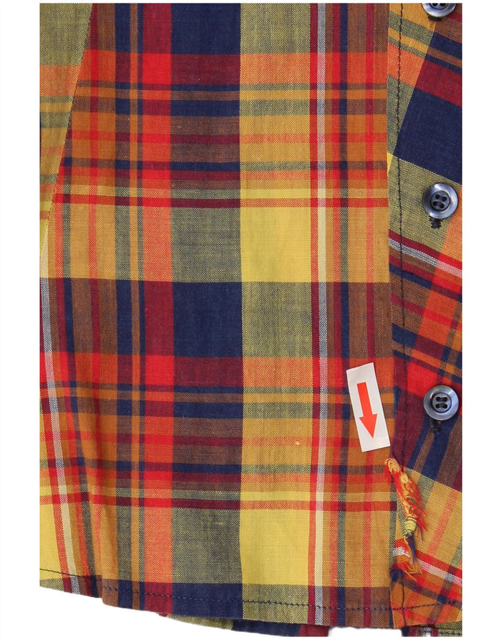 VINTAGE Damen Kurzarmhemd UK 10 Kleiner mehrfarbiger Karo