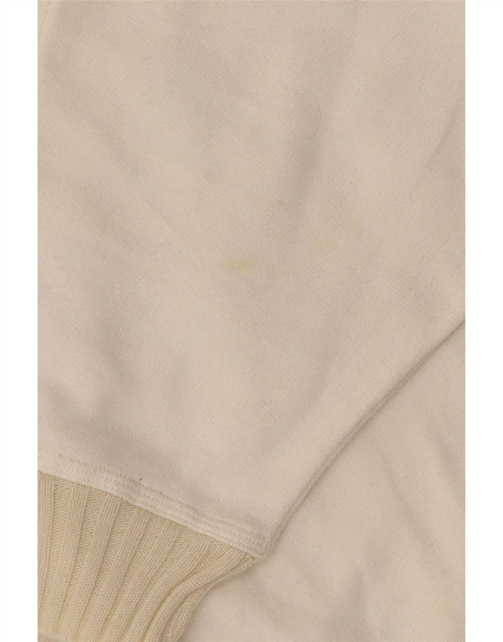 Vintage Damen Grafik Sweatshirt Pullover UK 14 Medium Off White Floral