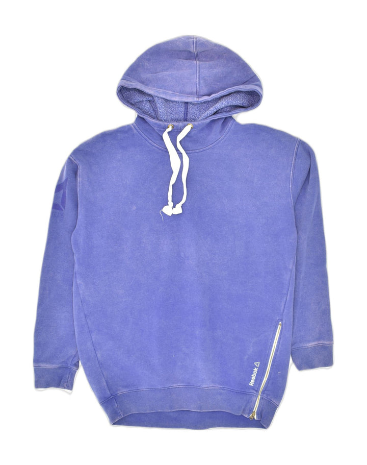 REEBOK Womens Graphic Hoodie Jumper UK 6 XS Purple Polyester | Vintage Reebok | Thrift | Second-Hand Reebok | Used Clothing | Messina Hembry 