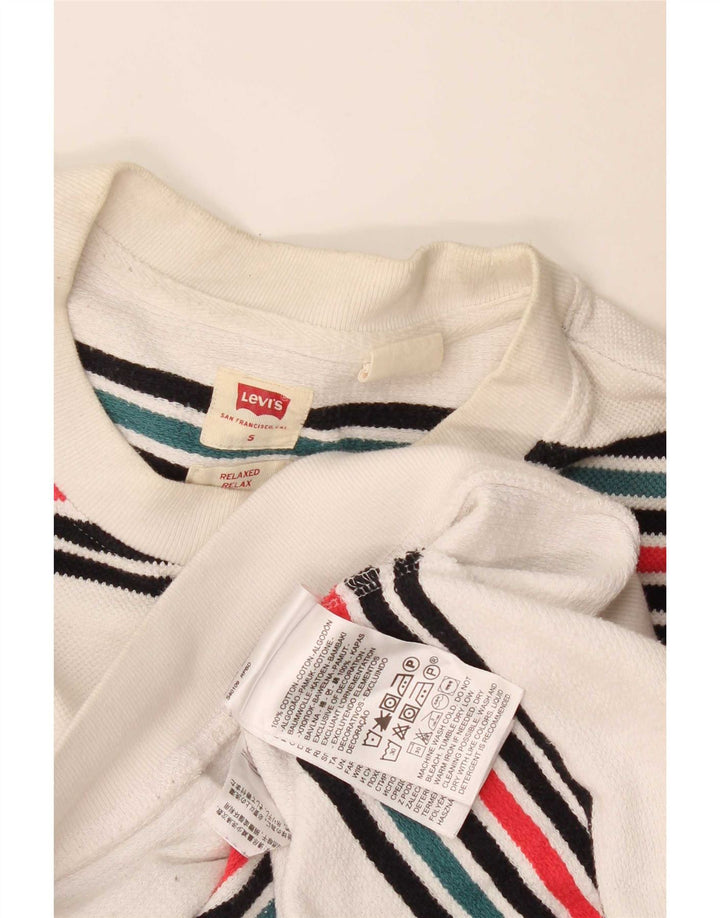 Levi's entspannter Herren-Sweatshirt-Pullover aus kleiner, weiß gestreifter Baumwolle