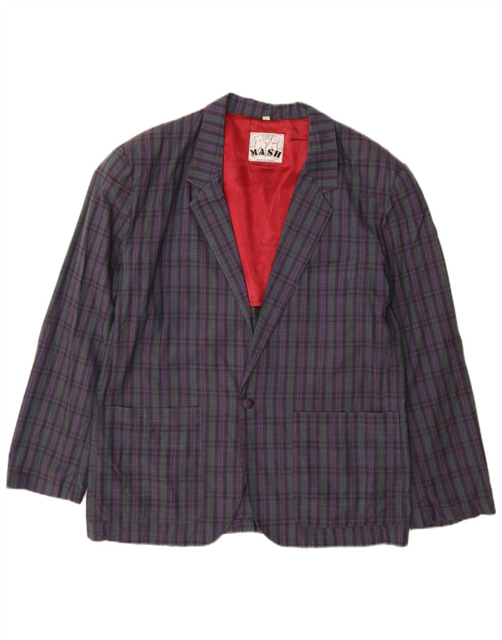 Mash Herren-Blazer mit 1 Knopf, UK 40, groß, lila kariert, Baumwolle
