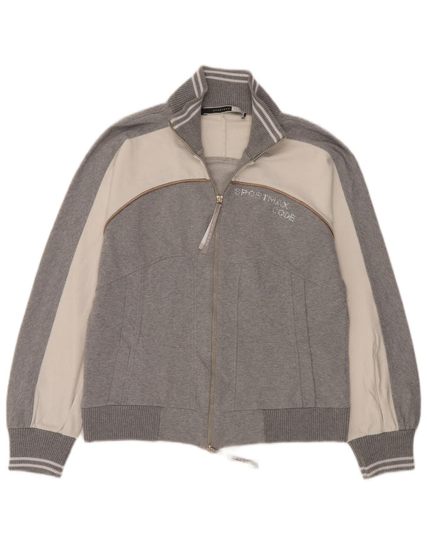 Sportmax Damen-Trainingsanzug-Top-Jacke, UK 14, Größe L, Grau, Farbblock-Sport