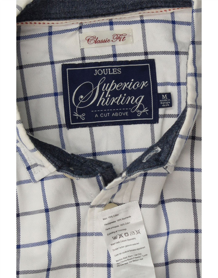 JOULES Herren-Hemd mit klassischer Passform, mittelweiß karierte Baumwolle