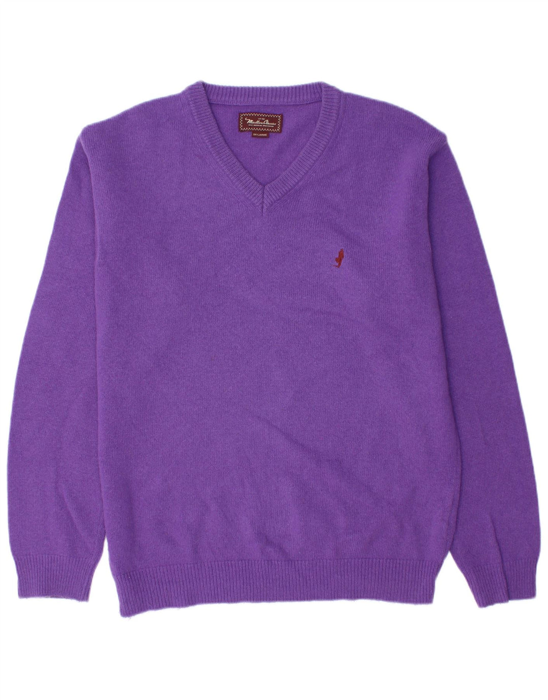 Marlboro Classics Herren-Pullover mit V-Ausschnitt, 2XL, lila Wolle