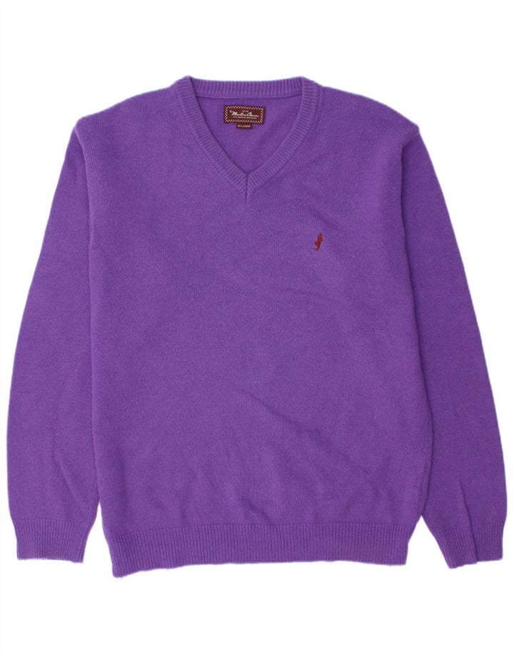 Marlboro Classics Herren-Pullover mit V-Ausschnitt, 2XL, lila Wolle