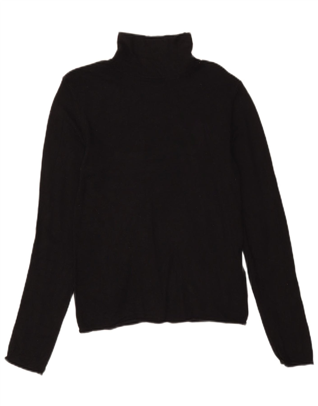Zara Damen Rollkragenoberteil Langarm UK 12 Mittelschwarze Viskose