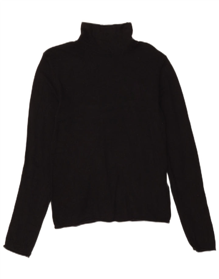 Zara Damen Rollkragenoberteil Langarm UK 12 Mittelschwarze Viskose