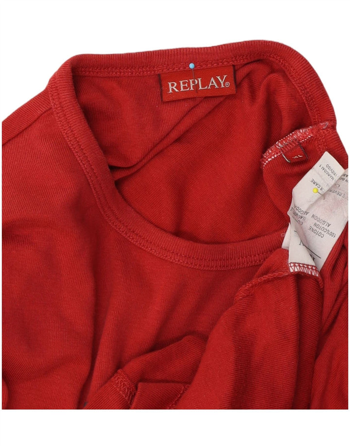 Replay Herren Graphic Top Langarm XL Rot Baumwolle
