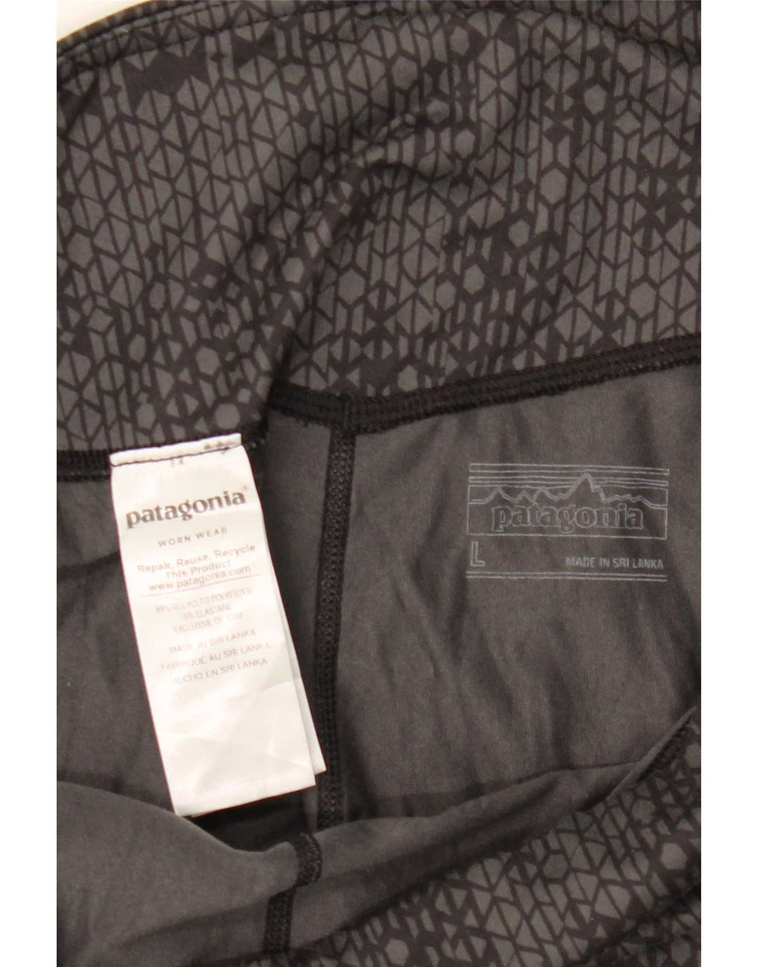 Patagonia Damen Leggings UK 14 Large Graues geometrisches Polyester