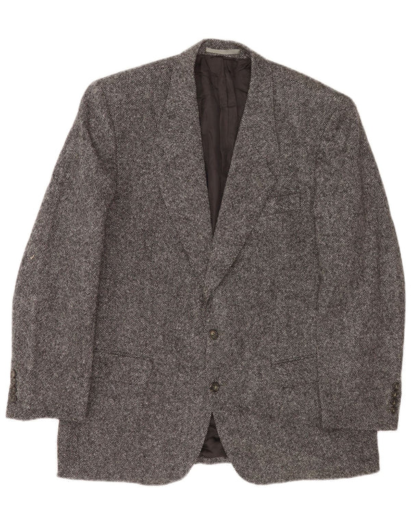 Burberry Herren-Blazer mit 2 Knöpfen, UK 40, große grau gesprenkelte Wolle