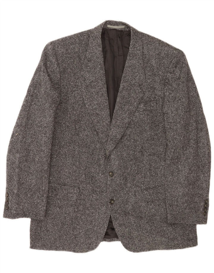 Burberry Herren-Blazer mit 2 Knöpfen, UK 40, große grau gesprenkelte Wolle