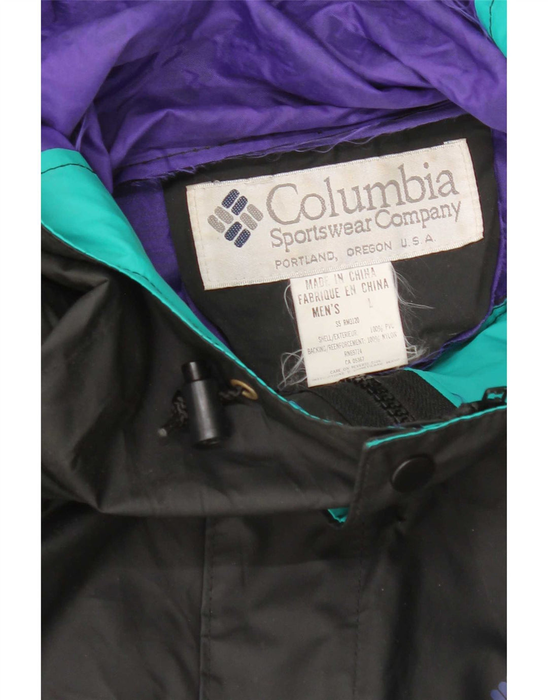 Columbia Herren-Regenjacke mit Kapuze, UK 40, großes schwarzes Nylon