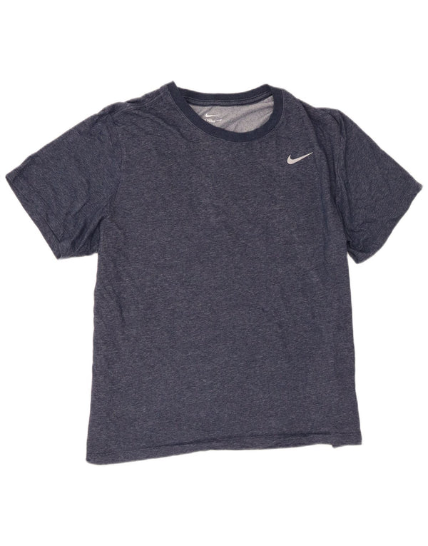 Nike Herren Dri Fit T-Shirt Top XL Marineblau gefleckte Baumwolle
