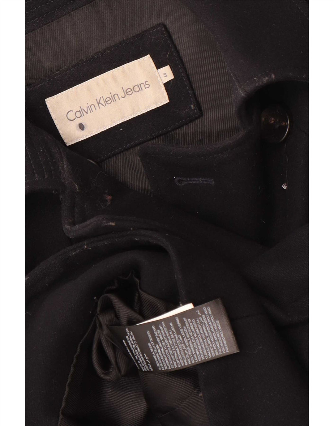 Calvin Klein Jeans Damen Übergroßer Pea Coat UK 10 Small Marineblaue Wolle