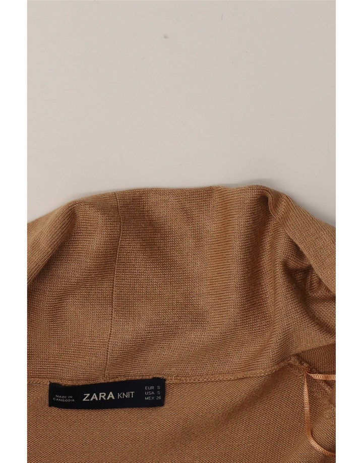 Zara Damen Longline-Cardigan-Pullover UK 10 Small Beige