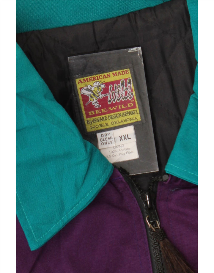 Wild Herren Bomberjacke UK 44 2XL Lila Colourblock Baumwolle