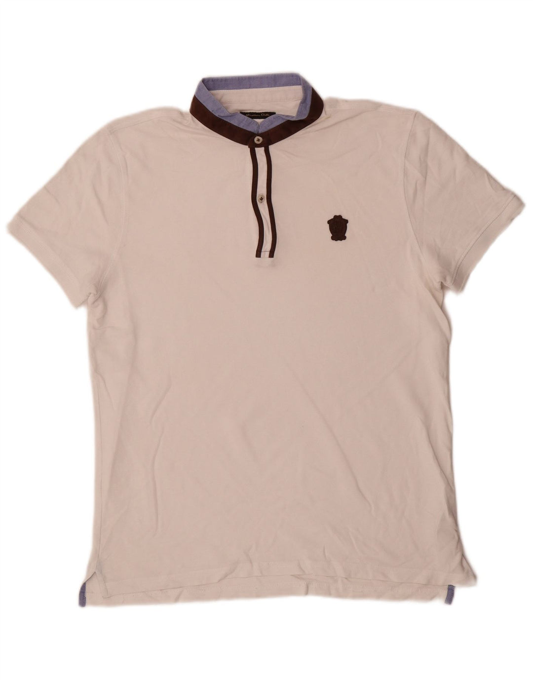 Massimo Dutti Herren-Poloshirt aus mittelweißer Colourblock-Baumwolle