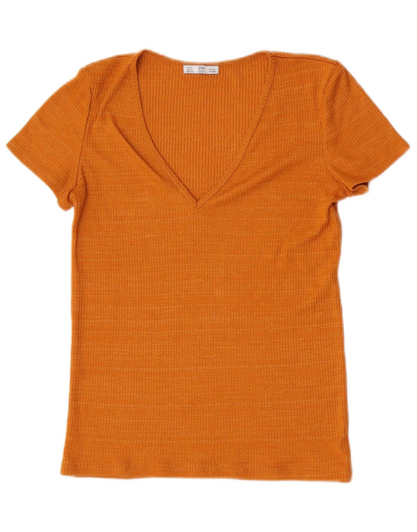 Zara Damen T-Shirt Top UK 10 Small Orange