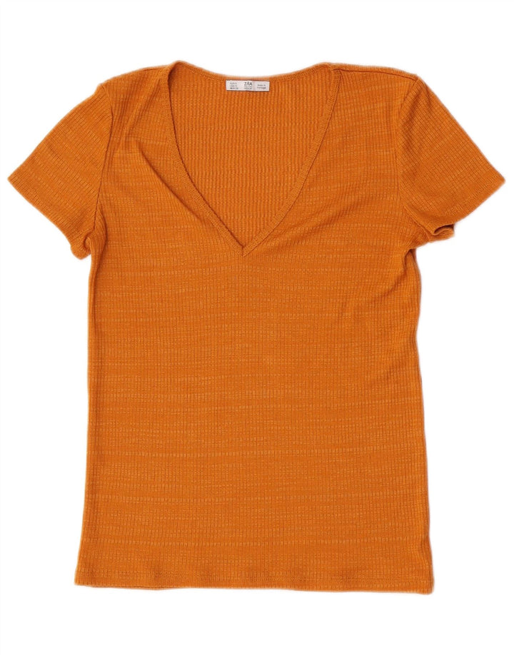 Zara Damen T-Shirt Top UK 10 Small Orange