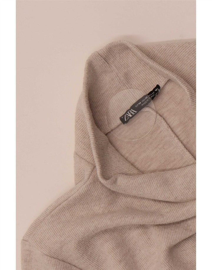 Zara Damen Etuikleid mit 3/4-Ärmeln, UK 12, Mittelbeige