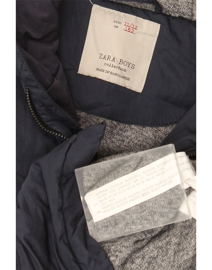 ZARA Jungen-Parka mit Kapuze, 11–12 Jahre, marineblaues Nylon