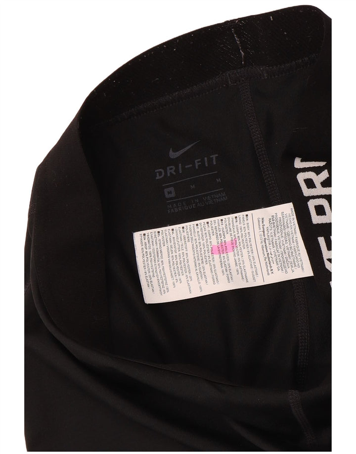 Nike Womens Dri Fit Graphic Capri Leggings UK 12 Mittelschwarzes Polyester