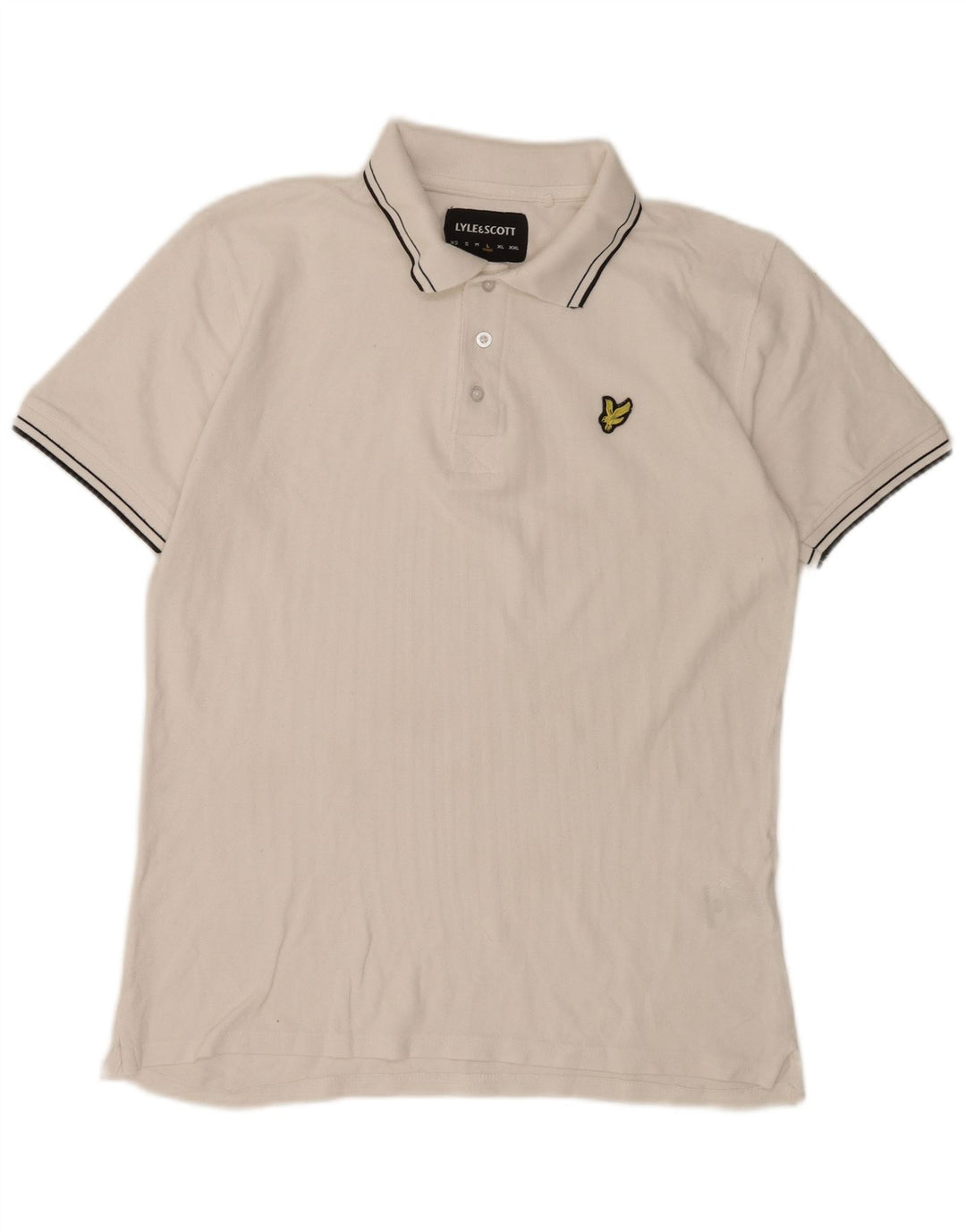 Lyle & Scott Herren-Poloshirt, groß, weiß gestreift, Baumwolle