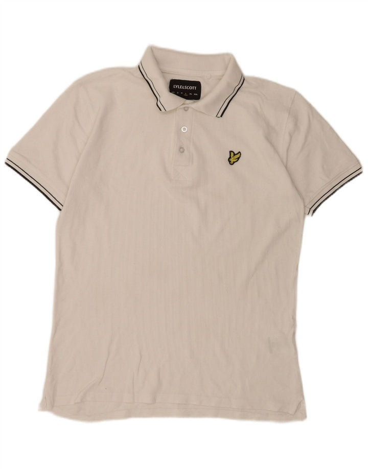 Lyle & Scott Herren-Poloshirt, groß, weiß gestreift, Baumwolle