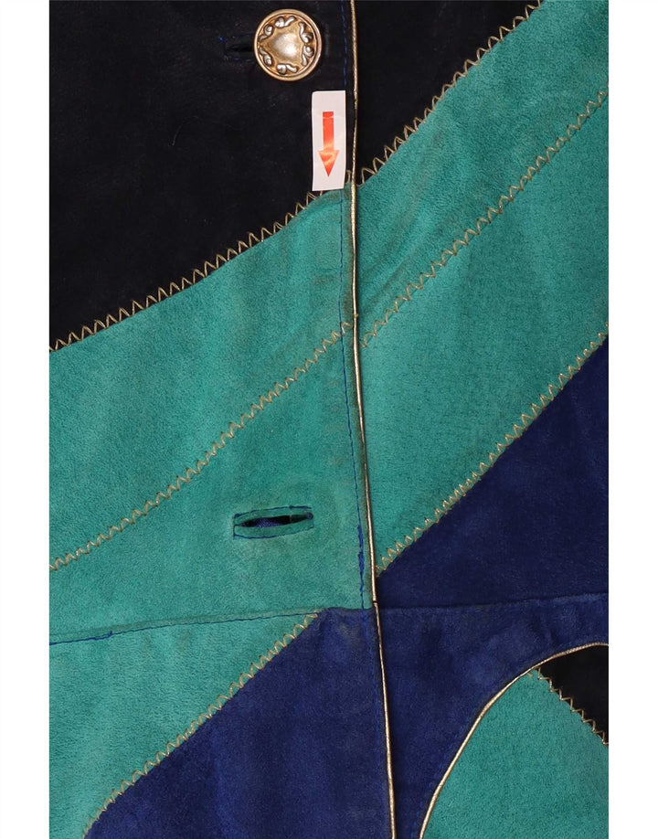 Vintage Damen Wildledermantel EU 46 XL Mehrfarbiges Leder