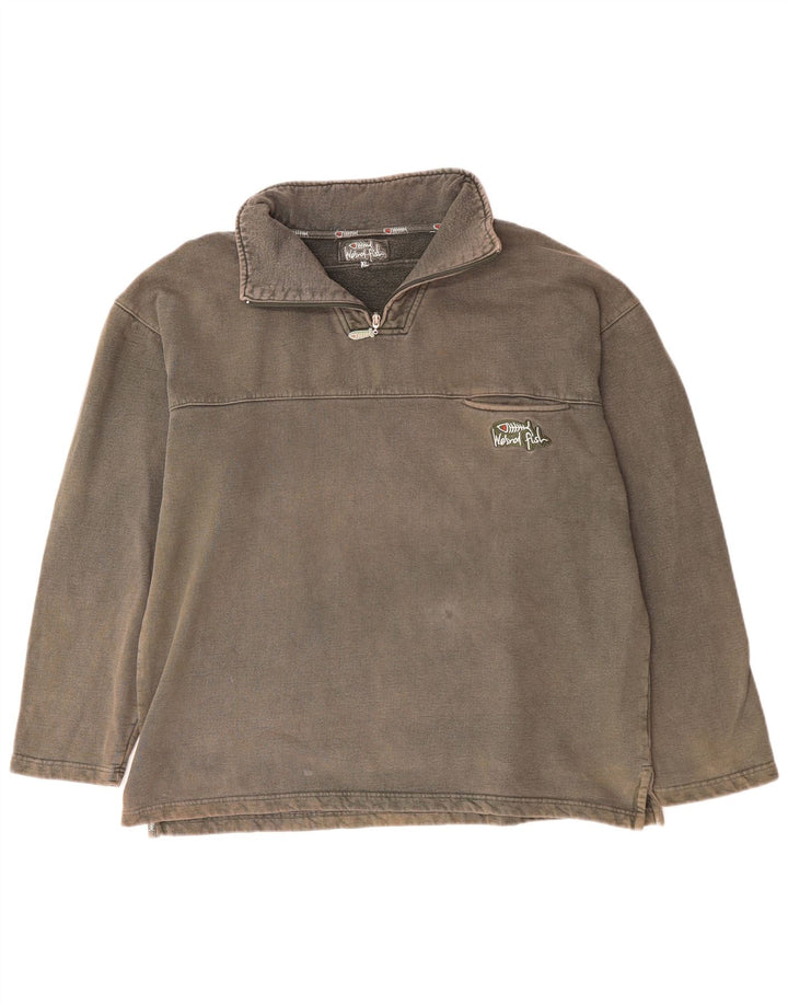 WEIRD FISH Herren-Sweatshirt mit Reißverschluss, XL, graue Baumwolle