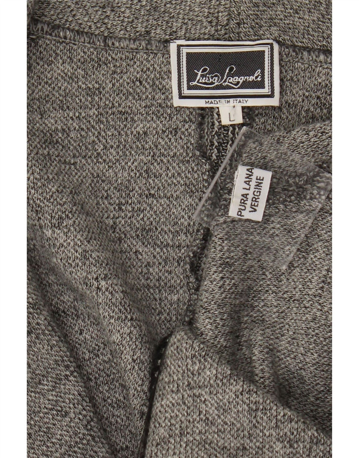 Luisa Spagnoli Damen 2-Knopf-Blazerjacke UK 14 Große graue Schurwolle