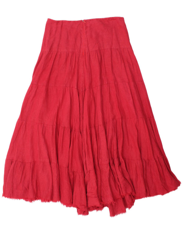 Jigsaw Womens Maxi Flared Rock UK 10 Small W32 Rotes Leinen