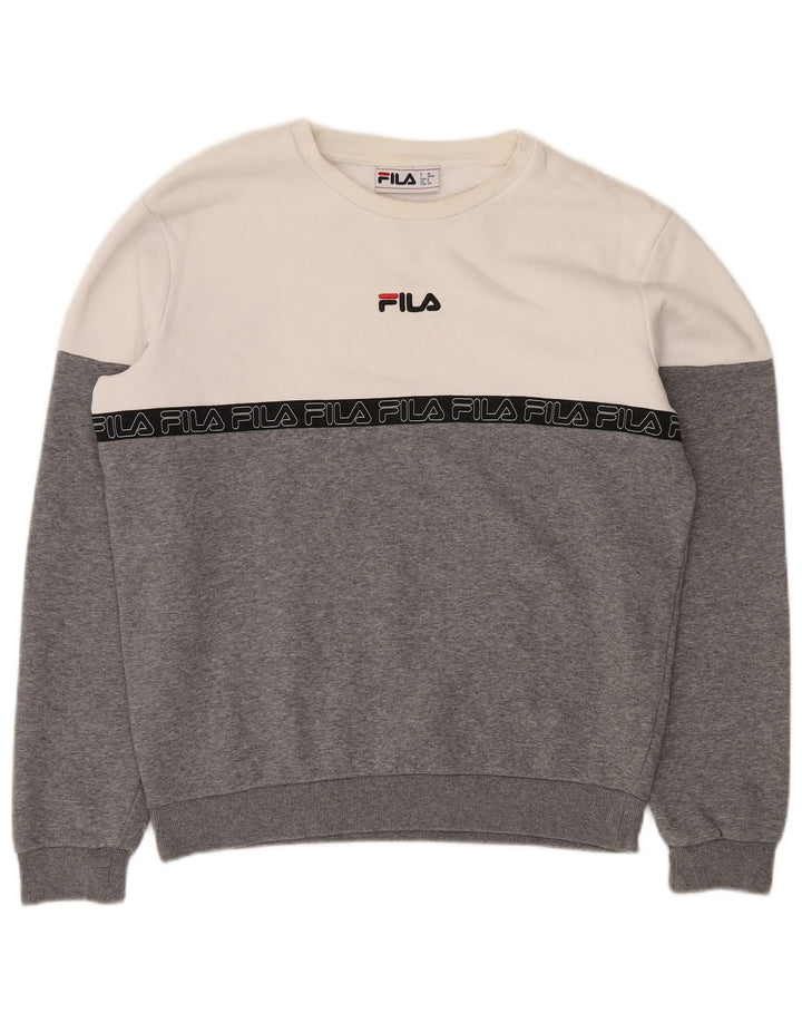 FILA Herren-Sweatshirt mit Grafik, klein, graue Farbblock-Baumwolle