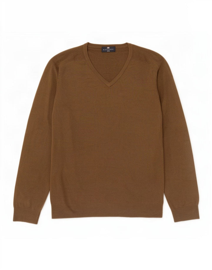 Marks & Spencer Herren Blue Harbor V-Ausschnitt Pullover Pullover XL Braun Acryl